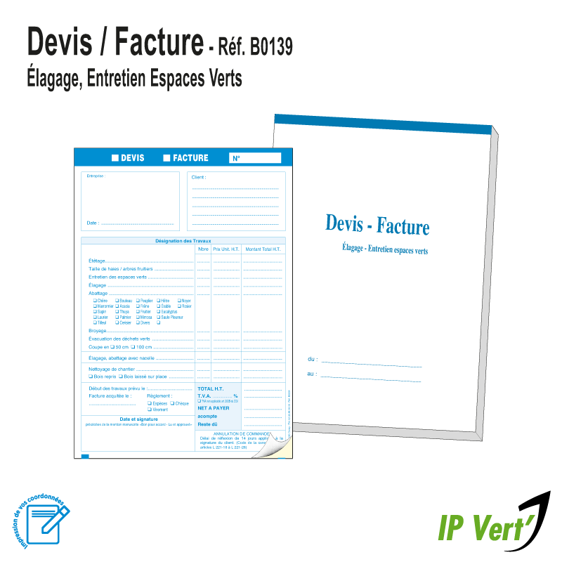 Devis / Facture - Elagage, Entretien espaces verts