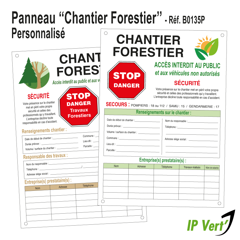 Panneau de Chantier Forestier Personnalisé